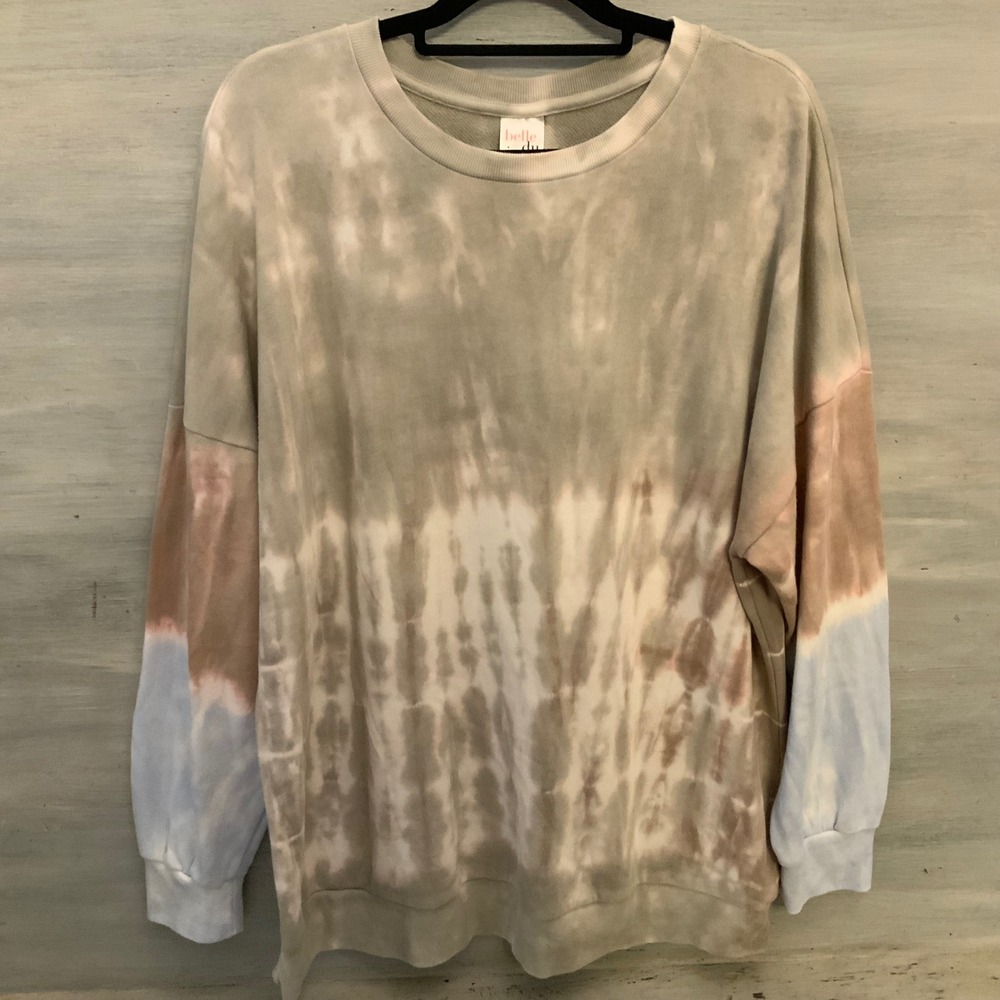 Belle du Jour 60% Cotton Multicolor TieDye Scoop Neck Pullover Sweatshirt 2X NWT